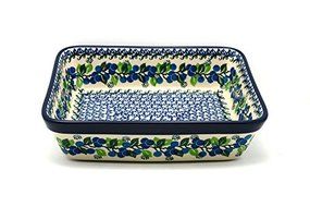 Polish Pottery Baker - Rectangular - Medium - Blue Berries