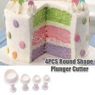 Cake &amp; Cookie Cutters 4PCS Round Shape Cookie Plunger Cutter Fondant Cake Baking Mold N4