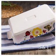 Seiko Painted Ceramic Baking Dish Suitable for Oven and Microwave, with a Cotton Cloth Napkins (S) N4