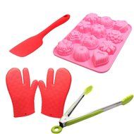 Silicone Baking Set - Silicone Bakeware Molds, Silicone Spatula Heat Resistant, Silicone Grill Gloves &amp; Silicone...