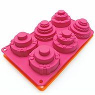 6 Cavity Three- tier Cake Molds Silicone Cake Bread Baking Mold Set of 2 N5