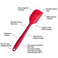 Silicone Kitchen Utensils Hygienic Solid Coating-Turner Large Spatula Small Spatula Basting Brush Whisk N6
