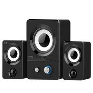 HTRise USB Wired 3 in 1 Stereo Satellite Speakers with Subwoofer of Home Theater speaker( X7 Black) N2