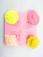 Longzang Flower Decoration Pattern Art Deco Silicone Mold Sugar Craft DIY Gumpaste Cake Decorating Clay Pink N5