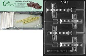 Cybrtrayd R061 Cross Lolly Chocolate Candy Mold with Exclusive Cybrtrayd Copyrighted Chocolate Molding Instructions...