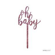 Andaz Press Baby Shower Acrylic Cake Toppers, Gold Glitter, Oh Baby, 1-Pack, Nautical Ocean Themed Party Decor... N25