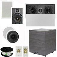 Theater Solutions 5.1 Home Theater 6.5" Speakers Set with Center 10" Powered Sub and More TS65CWL51SET4