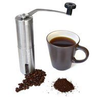 Stainless Steel Manual Coffee Grinder with Ceramic Conical Burr - Ergonomic Design, Adjustable, Portable, Slim...