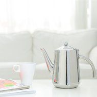 Stainless Steel 2 Liter Tea Kettle / Hinged Top Lid Hot Beverage Serving Pot - MyGift&reg; N3