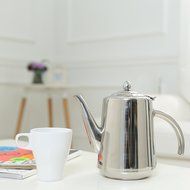 Stainless Steel 2 Liter Tea Kettle / Hinged Top Lid Hot Beverage Serving Pot - MyGift&reg; N4
