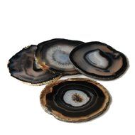 Airblasters Black color 3.5-4 inch Natural Sliced Agate Coaster Set of 4