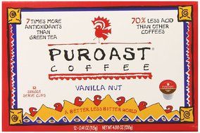 Puroast Low Acid Coffee Single Serve, 2.0 Keurig Compatible, Vanilla Nut, 12 Count N36