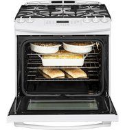 GE JGS750DEFWW 30" White Gas Slide-In Sealed Burner Range - Convection