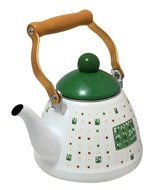 JustNile Country-Style Decorative Enameled iron Tea Kettle with Vintage Wooden Handle - 1.2 Quarts, Navy Blue... N4