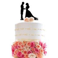 Ecape Acrylic Cake Topper of Engagement and Wedding with Groom Holding Bride Black Pack of 1 N7