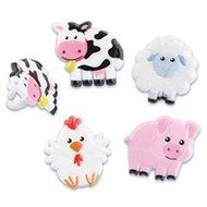 Farm Animal Pig Cow Sheep Rooster (24) Cake Cupcake Decoration Ring Favors