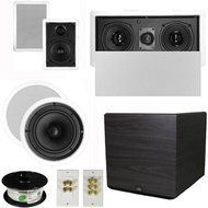 Theater Solutions 5.1 Home Theater 4 Speaker Set with Center, 15" Powered Sub and More TS5W6CL51SET8