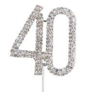 Vktech&reg; Crystal Rhinestone Bling Silver Number 40 Birthday 40th Anniversary Cake Top Topper N2