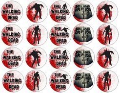 20 The Walking Dead Edible Image 2 inches Cookie or Cupcake Topppers (Prem Frosting)