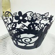CozyT 50 PACK Flowers Cupcake Wrappers Artistic Bake Cake Paper Cups Vine Lace Laser Cut Liner Baking Cup Muffin... N2