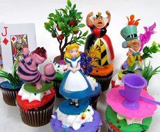 ALICE IN WONDERLAND 12 Piece Birthday CUPCAKE Topper Set Featuring Alice in Wonderland Figures and Decorative... N2