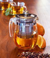 TeaLeava Clear Glass Tea Pot with Stainless Steel Infuser, 16 oz N6
