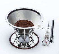 OmBrew Eco-Friendly Pour Over Stainless Steel Reusable Coffee Dripper with Separating Stand -Bundle with Dial...