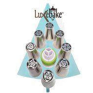 Luxebake Russian Piping Tips,15 piece set, - includes 8 Stainless Steel nozzles, 1 reusable and 5 disposable pastry... N2