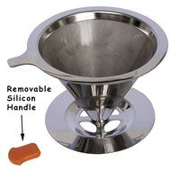 Best Paperless Pour Over Coffee Filter with Bonus Removable Silicone Handle - Reusable Stainless Steel Freestanding...