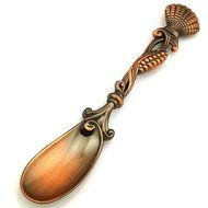 OUM0SI 3Pcs/lot Vintage Alloy Carved Coffee Spoon Metal Cutlery Dessert Spoons (Fish Red Bronze)