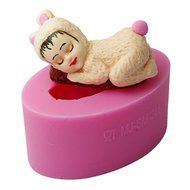 FOUR-C Silicone Baking Mold Sleeping Baby Cupcake Top Decor Mould Color Pink