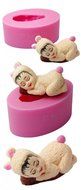FOUR-C Silicone Baking Mold Sleeping Baby Cupcake Top Decor Mould Color Pink N2
