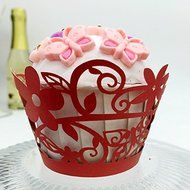 CozyT 50 PACK Flowers Cupcake Wrappers Artistic Bake Cake Paper Cups Vine Lace Laser Cut Liner Baking Cup Muffin... N3