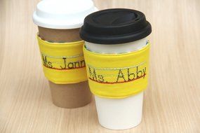 Pencil Shaped Coffee Cup Sleeve with Teacher's Name