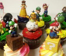 Super Mario Brothers 18 Piece Deluxe Birthday Cupcake Topper Set Featuring Shy, Mario, Goomba, Yoshi, Bomb, Luigi... N2