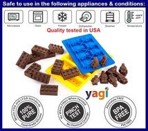 5 Lego Candy Molds / Ice Cube Silicone Trays + Bonus Recipe Guide eBook For Chocolate, Gummies &amp; More N2