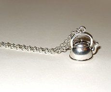 Kettle Necklace, Tea Time Charm, Tea Kettle Pendant, Silver Kettle Charm, Time for Tea, Tea Party Necklace, Kettle... N2