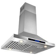 AKDY 30" Stainless Steel Island Mount Dual LED Both Side Touch Control Panel Kitchen Range Hood w/ Remote