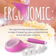 Happy To Go Cake Decorating Kit - Set of 2 Accesories with 6 Icing Tips for Baking Supplies