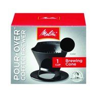 Melitta Pour Over Coffee Cone Brewer &amp; #2 Filter Natural Brown Combo Set, Black