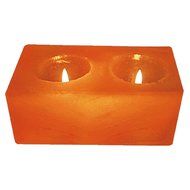 Himalayan Salt Double Candle Holder (2 holes; 5.5 x 2.5 x 2.1 inches) N6