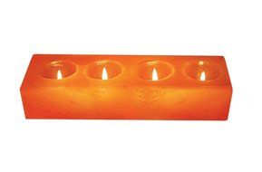 Himalayan Salt Double Candle Holder (2 holes; 5.5 x 2.5 x 2.1 inches) N7