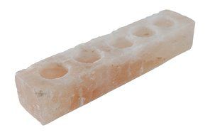 Himalayan Salt Double Candle Holder (2 holes; 5.5 x 2.5 x 2.1 inches) N8