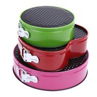 3pcs/Set of Three Springform Pans Cake Bake Mould Mold Bakeware with Removable Bottom Round Shape Bakery Cooking...