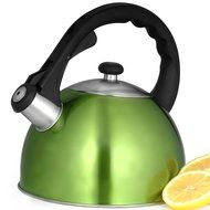 Creative Home Satin Splendor High Quality Stainless Steel 2.8-Quart Whistling Tea Kettle, Chartreuse N4