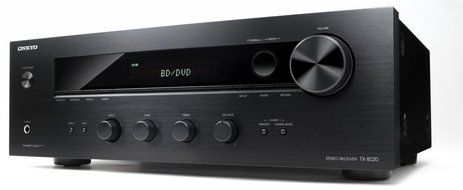 Onkyo TX-8020 Stereo Receiver with a pair of ELAC Debut B4 Bookshelf Speakers (Black)