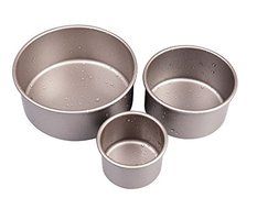 Astra Gourmet Professional Nonstick Bakeware 3-Piece Mini Round Cake Pan Set, Chanpagne Gold