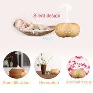 Yoosion Wood Grain Cool Mist Ultrasonic Humidifier Filter Free Silent 300ml Water Tank Moist Air Humidifier Filterless... N3
