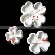 Generic 3Pcs/Set 4 Petals Heart Shape Flower Cutter Fondant Cake Sugarcraft Decorating Plunger Tools (White) N5