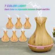 TOMSHINE 400ml Cool Mist Air Humidifier Ultrasonic Aroma Essential Oil Diffuser Wood-Grain 7 Color Changing Light... N4
